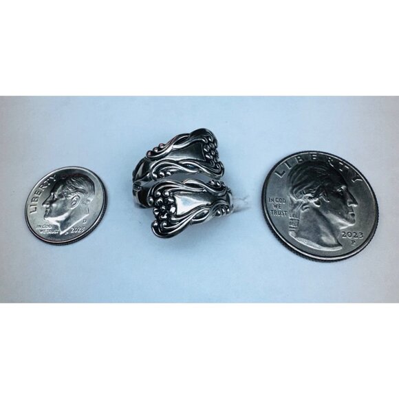 Vintage Beau Sterling Spoon Ring 925 Silver Floral Wrap Band Size 7 Estate - Picture 9 of 11